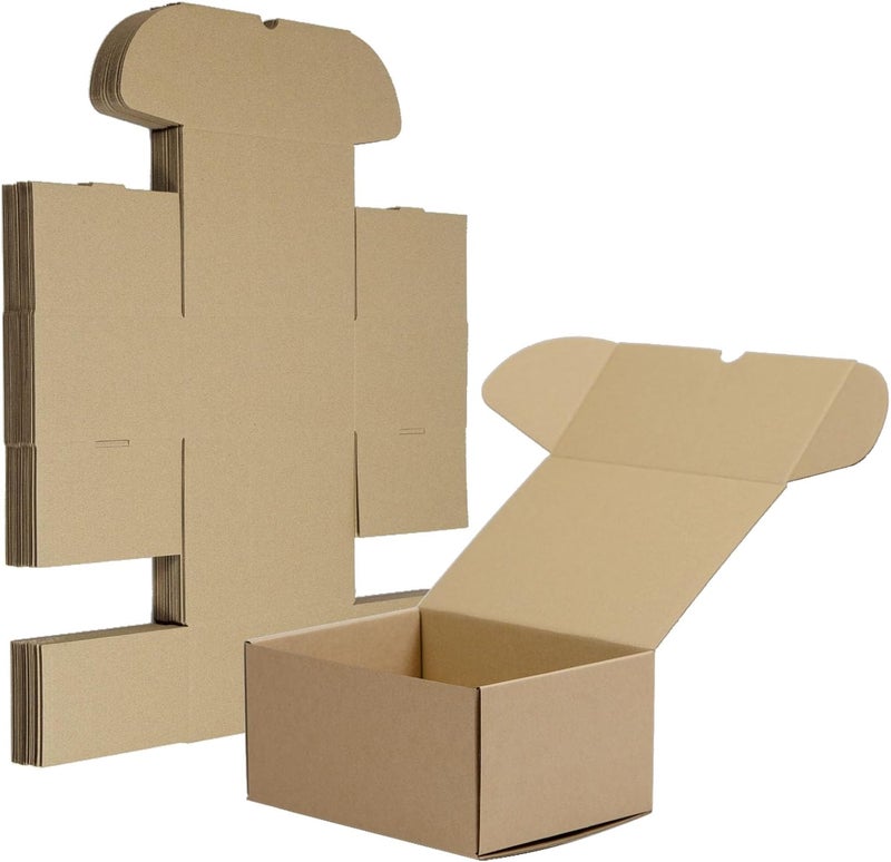 HESESOH 8x6x4 Inches Shipping Boxes Set of 20, Brown Corrugated Cardboard Box Literature Mailer for Packing Small Business - Image 1
